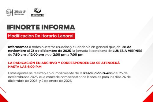 INFORMACIÓN IMPORTANTE: MODIFICACIÓN DEL HORARIO LABORAL