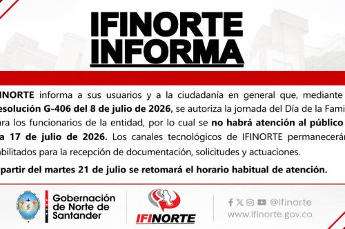 IFINORTE INFORMA SOBRE SUSPENSIÓN DE ATENCIÓN AL PÚBLICO EL 17 DE JULIO DE 2026